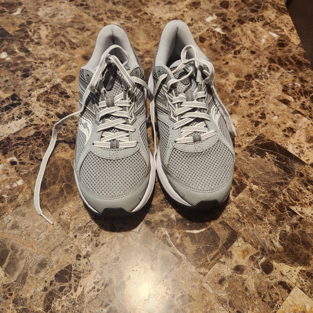 Womens grey and white Saucony sneakers